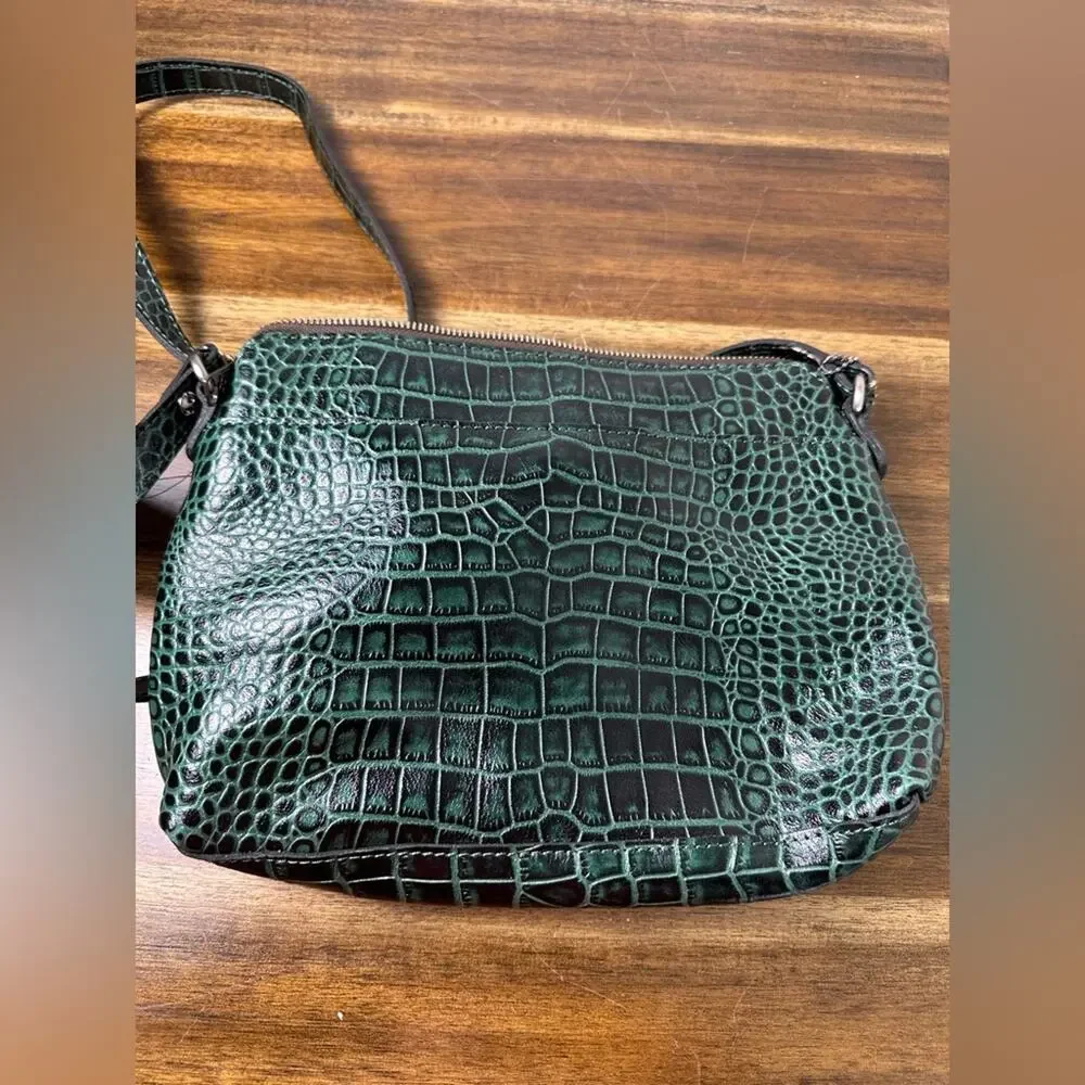 NWT Patricia Nash Emerald 10th Anniversary‎ Crossbody Bag Croc Leather Top-Zip